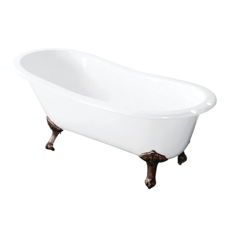 AQUA EDEN Clawfoot Bathtubs, 54 L, 30.31 W, White/Naples Bronze, Cast Iron VCT7D5431B6